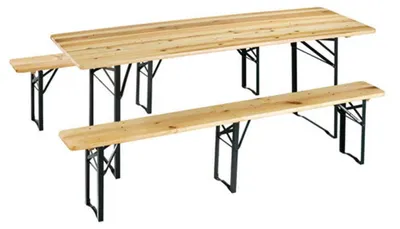 Immagine prodotto di Set Birreria tavolo con panche a 3 gambe da campeggio 220x70 cm