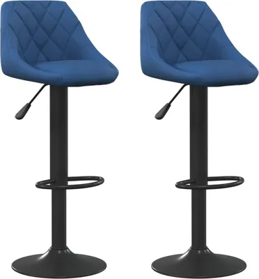 Image de vidaXL Tabouret de bar 2 pcs. Velours bleu