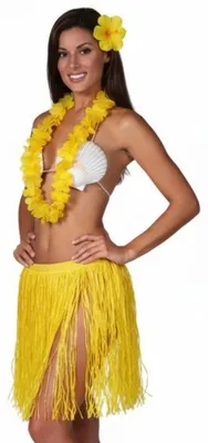 Produktbild von Hawaii Kostüm Set Flower 3-tlg. - Rocklänge 60 cm | Gelb