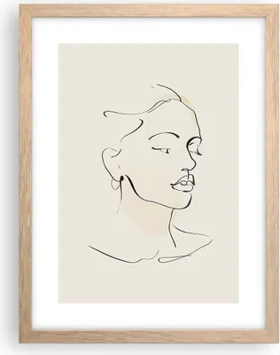 Produktbild von Gerahmtes Poster - Rahmen in heller Eiche - Frau Zeichnung Linie - 30x40 cm - Wand Bild - Wanddeko - Wandbilder - Kunstposter - Wandposter - Bilderrahmen - Bilder - Kunstdruck - P2NPA30x40-5046