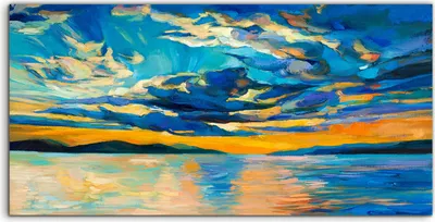 Produktbild von Coloray Acrylbild 100x50  Wandbild Acrylbilder Foto Meeresgebirge Sonnenuntergang