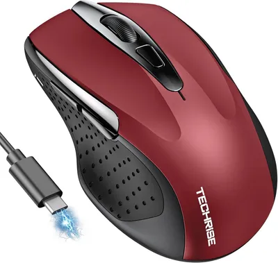 Obrázok produktu pre Myš Bluetooth, 2.4G myš (BT 5.0/3.0 + 2.4G) 4800 DPI Nabíjateľná ergonomická myš s prijímačom USB-A, 6 úrovní DPI pre notebooky, počítače, PC