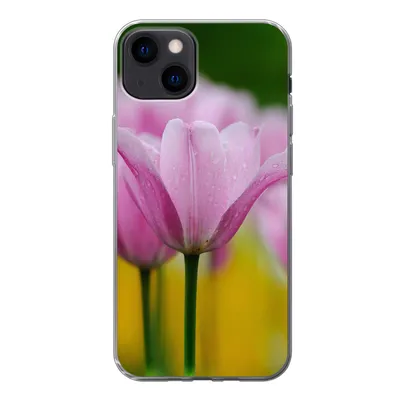 Produktbild von MuchoWow® Handyhülle Schutzhülle Hülle für iPhone 13 Blumen - Tulpen - Rosa Silikon Softcase Handy Hülle - Karteninhaber