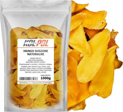 Zdjęcie produktu dla MANGO SUSZONE 1kg Naturalne plastry Bez cukru zdrowa przekąska Kol-Pol