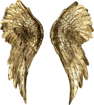 Produktbild von Clayre & Eef Dekorationsfigur 2er Set Flügel 22x6x55 cm Goldfarbig Kunststoff