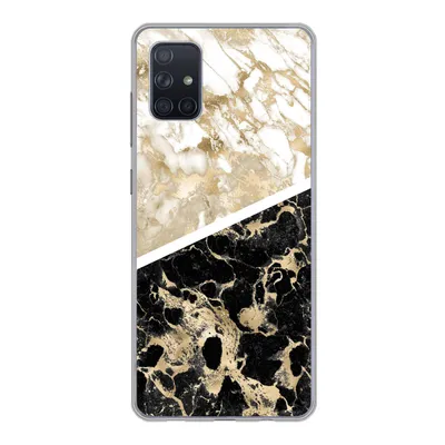 Produktbild von MuchoWow® Handyhülle Schutzhülle Hülle für Samsung Galaxy A71 Marmor - Schwarz und Gold - Schick Silikon Softcase Handy Hülle - Kartenbesitzer