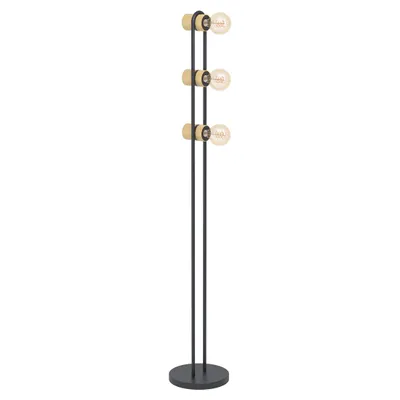A floor lamp with three bulbs.
