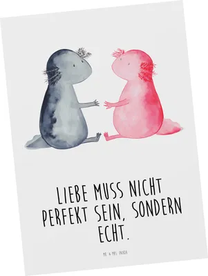 Produktbild von Mr. & Mrs. Panda Postkarte Axolotl Liebe - Weiß - Geschenk, Postkarten, Valentinstag, Lurch, Ansichtskarten, Ansichtskarte, bildkarte, Grußkarte