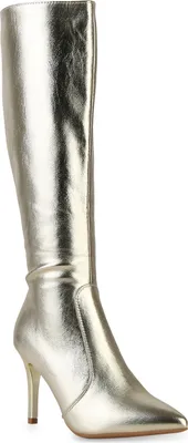 Produktbild von VAN HILL Damen Klassische Stiefel Spitze Stiletto Absatz-Schuhe 840775, Farbe: Gold, Größe: 37