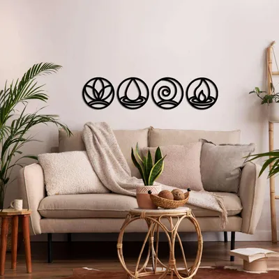 Obrázok produktu pre Wallity, elegantné kovové doplnky na stenu, čierna farba, 45 x 45 cm | 100% kov