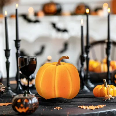 Image de Décoration d'Halloween - citrouille - 16,5 cm - orange - en mousse - avec paillettes