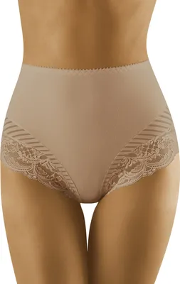 Produktbild von Wolbar Dame Slip Unterhose Netz Streifen musterlos Unterwäsche WB436, Beige, XL