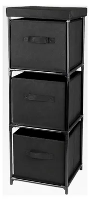 Produktbild von Würfelregal mit 3 Stoffschubladen - 82 x 31 cm - Standregal aus Metall mit 3 Vliesboxen - Steckregal für Wohnzimmer, Bad und Flur