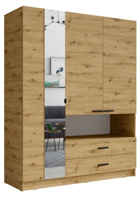 Produktbild von Kleiderschrank TURVIA 19 – 3 Türen & 2 Schubladen (158,3×200,6×54,9 cm) – Artisan Eiche