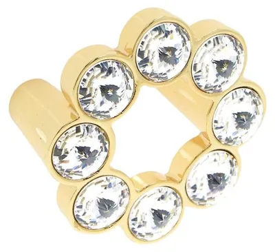 Image de Bouton pour meubles en zamac et cristal Entraxe 32mm plaqué or Lot de 25
