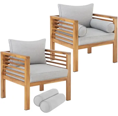 Produktbild von tectake® Garten-Loungesessel Boka, lasiertes Holz, 120 kg belastbar