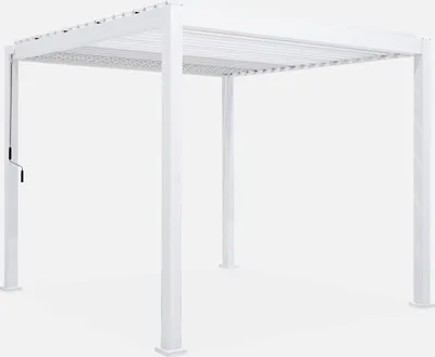 Produktbild von sweeek Pergola Triomphe V2, Bioklimatisch, Weiß, 3x3m, 19 Lamellen, Alu, verzinkter & rostfreier Stahl, ganzjährig außen, windstabil bis 74 km/h, 158 kg