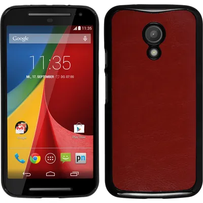 Produktbild von PhoneNatic Case kompatibel mit Motorola Moto G 2014 2. Generation - Hülle rot Lederoptik Hard-case + 2 Schutzfolien