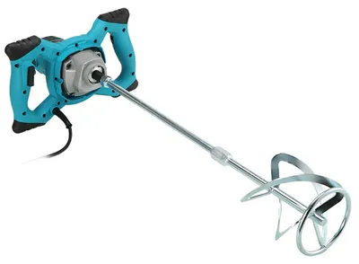 Image de Malaxeur électrique - 2100 W. Mélangeur pour mortier et peinture - 6 vitesses - Tige de mélange M14 - Double poignée antidérapante - Bleu