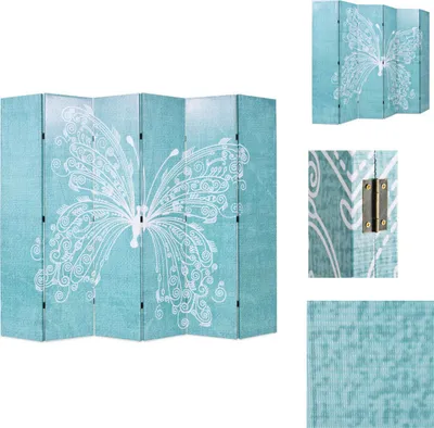 Image de vidaXL Séparation de pièce pliable 228 x 170 cm Papillon bleu - Séparation de pièce