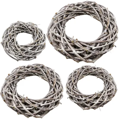 Produktbild von Weiden-Kranz grau 20 cm zum Basteln Tür-Kranz Boho Tisch-Deko