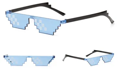 Immagine prodotto di Pixelbrille - Occhiali da festa blu - 6 pixel - Occhiali per festival - Occhiali divertenti - Occhiali da festa - 1 pezzo - CHPN