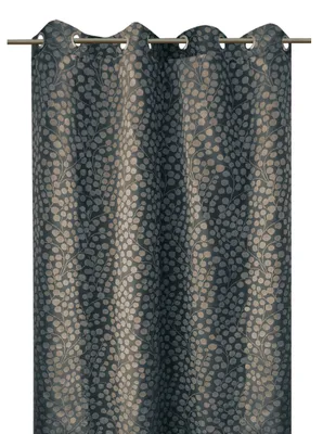 Jacquard-Vorhang mit Ösen, Blumenprint, grau, 140 x 250 cm