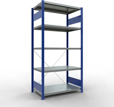 Produktbild von Schulte Fachbodenregal MULTIplus250 Stecksystem | Grundregal | HxBxT 200x100x60cm | 5 Ebenen | Fachlast 250kg | Enzianblau/Verzinkt