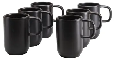 Kaffeebecher-Set 6-tlg., Steinzeug, 30 cl, schwarz matt, spülmaschinenfest
