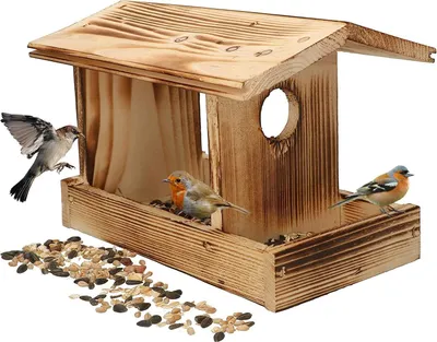 Productafbeelding van Famanu Vogelhuisje Klein, met 0,5 kg voer - Hout