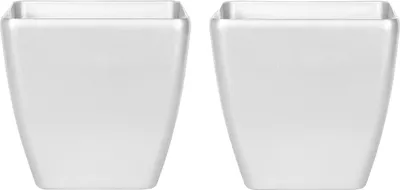 Produktbild von BELIANI Blumentopf 2er Set Silber Steingemisch Kunstharz und Glasfaser 42 x 42 x 41 cm mit Glänzendem Finish Modern für Außen Innen Garten Terrasse