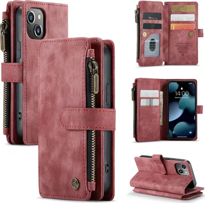 Produktbild von Caseme C30 iPhone 13 Mini Hülle Klapphülle Geldbörse - Rot
