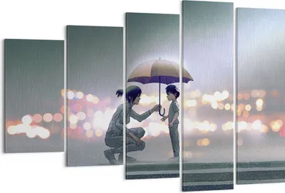 Produktbild von Bild auf Leinwand - Leinwandbild - 5 Teile - Manga Regenschirm Hilfe - 150x100cm - Wand Bild - Wanddeko - Wandbilder - Leinwanddruck - Bilder - Wanddekoration - Leinwand bilder - EG150x100-4741