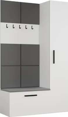 Produktbild von Masseno Garderobe-Set MODULO 120,6/204/40 cm Modern Garderobenschrank Weiß