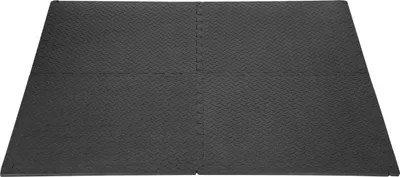 Four interlocking puzzle mats forming a larger mat.