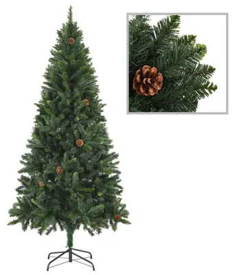Obrázok produktu pre vidaXL Umelý vianočný stromček s osvetlením a šiškami zelený 180 cm