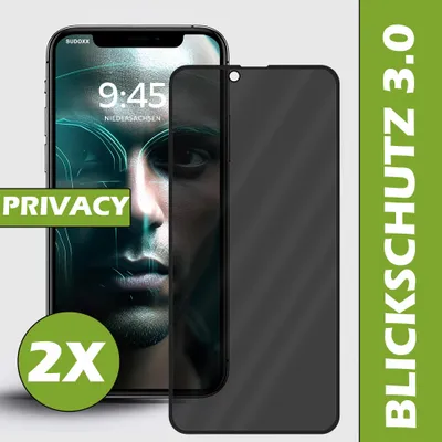 Produktbild von 2x Full Panzerfolie Für iPhone 17 Pro Echt Glas HQ+ Schutzglas Hartglas für Panzerglas Blickschutz Sichtschutz Glasfolie