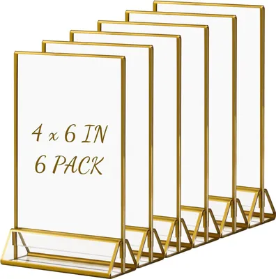 Produktbild von Acryl Bordhalter mit goldenem Rand - Vielseitig einsetzbar - 6 Stück - Transparent - 10 x 15 cm