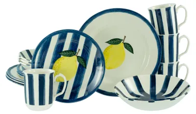 Produktbild von CreaTable, 24479, Summer Stripes Blau, Kombiservice 16-tlg, Steingut
