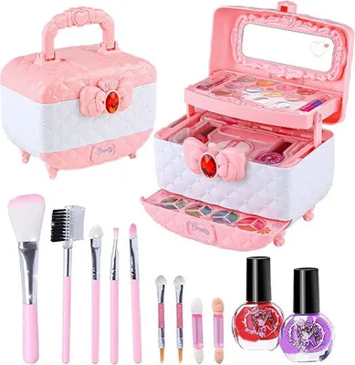 Produktbild von Detský make-up set, kozmetická sada, make-up pre deti, prenosný kozmetický kufor, 18 make-up príslušenstvo - Makeuptoy