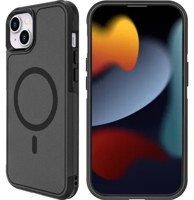 Produktbild von Mobigear Traveller Schutzhülle für iPhone 15 Plus mit MagSafe, Hartschalen-Rückseite, stoßfest - Schwarz