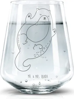 Produktbild von Mr. & Mrs. Panda Wasserglas Otter Umarmen - Transparent - Geschenk, Tumbler Glas, Becherglas, gut Gelaunt, Seeotter See, Optimistisch, Hallo, Wasserbecher, glücklich