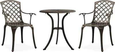 Obrázek produktu pro 3dílný bistro set litý hliník bronzový