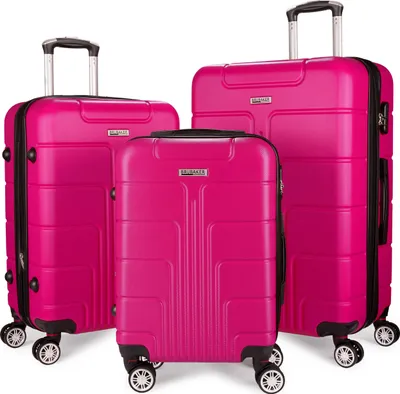 Produktbild von BRUBAKER Hartschalen Kofferset Miami - Erweiterbare Koffer mit Zahlenschloss und 4 Rollen - 3 tlg. Reisekoffer Set inklusive Handgepäck, Pink