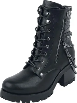 Produktbild von Gothicana by EMP Damen schwarze Boots mit Ketten und Zierreißverschlüssen EU40