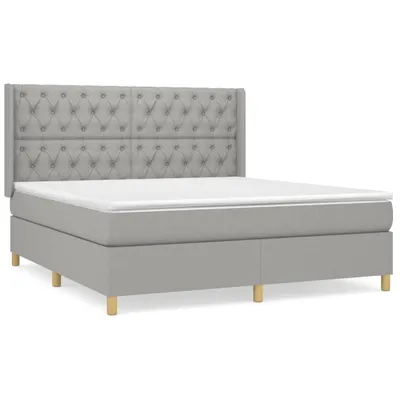 Imagen del producto de Cama con somier y colchón de la marca vidaXL, color gris claro, dimensiones 160x200 cm, tapizada en tela