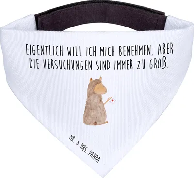 Produktbild von Mr. & Mrs. Panda Halstuch Alpaka Fahne - Weiß - Geschenk, Lama, Hunde Tuch, Liebe, Hund, Alpakas, Lamas, Hundehalstuch, Für