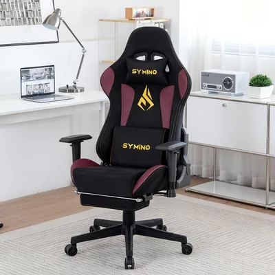 Image de Siège de jeu ergonomique - Siège de bureau - Fauteuil de jeu - Siège pour ordinateur - Fauteuil pivotant - Avec repose-pieds