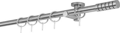 Produktbild von Gardinenstange Maß 20mm Rille 1-lauf Deckenträger 5,5cm Farbe: Edelstahl-Optik, Größe: 260cm