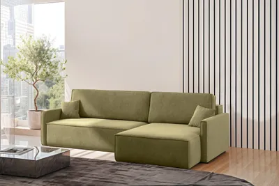 Produktbild von Kaiser Möbel Schlafsofa Carlos L-Form, Ecksofa Mit Bettkasten Und Schlaffunktion Stoff Salvador Rechts Olive